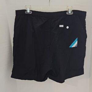 Vintage Dior Black Swim Shorts with Blue Accent